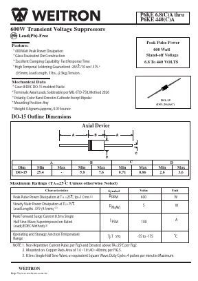 P6KE10CA Datasheet PDF Weitron Technology