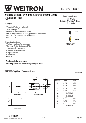 ESD1201B2C Datasheet PDF Weitron Technology