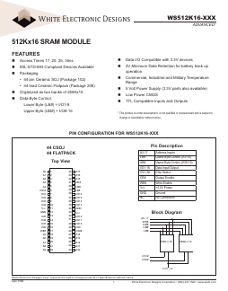 WS512K16-17DLIA Datasheet PDF White Electronic Designs => Micro Semi