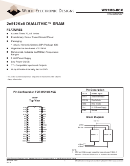 WS1M8-70CI Datasheet PDF White Electronic Designs => Micro Semi