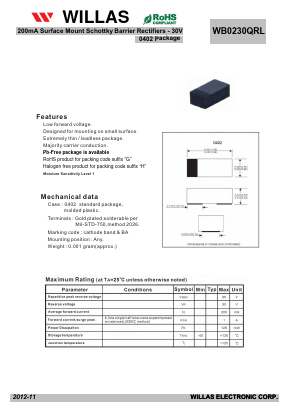 WB0230QRL Datasheet PDF Willas Electronic Corp.