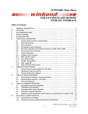 W39V040CQZ Datasheet PDF Winbond