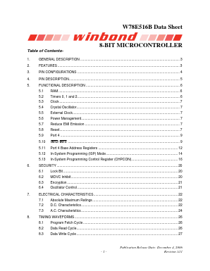 W78E516B40PL Datasheet PDF Winbond