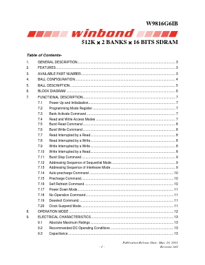 W9816G6IB-7 Datasheet PDF Winbond