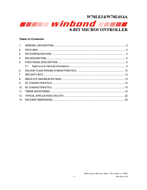 W78LE54_06 Datasheet PDF Winbond