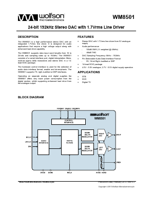 WM8501CGED-R Datasheet PDF Wolfson Microelectronics plc