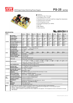 PS-25-3.3 Datasheet PDF XP Power Limited