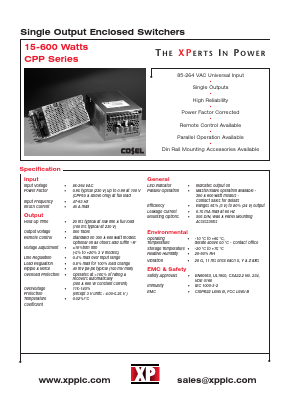 CPP600PS15 Datasheet PDF XP Power Limited