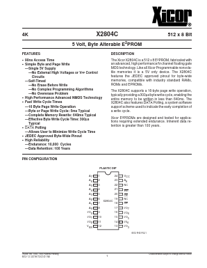 X2804CPI-90 Datasheet PDF Xicor -> Intersil