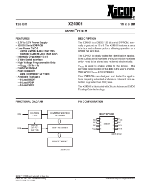 X24001E Datasheet PDF Xicor -> Intersil