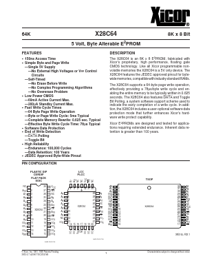 X28C64K Datasheet PDF Xicor -> Intersil