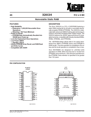 X20C04EI-25 Datasheet PDF Xicor -> Intersil