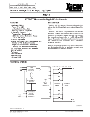 X9314WE Datasheet PDF Xicor -> Intersil