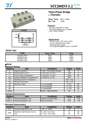 MT200DT18L2 Datasheet PDF Yangzhou yangjie electronic co., Ltd