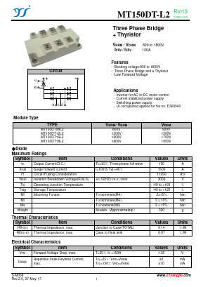 MT150DT12L2 Datasheet PDF Yangzhou yangjie electronic co., Ltd