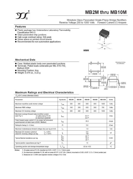 MB8M Datasheet PDF Yangzhou yangjie electronic co., Ltd