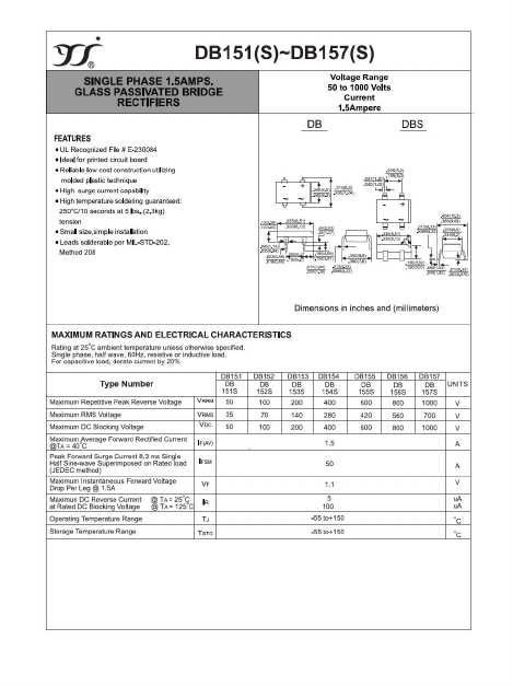 DB151 Datasheet PDF Yangzhou yangjie electronic co., Ltd