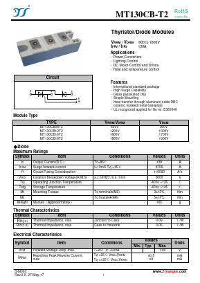 MT130CB12T2 Datasheet PDF Yangzhou yangjie electronic co., Ltd