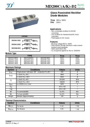 MD200A16D2 Datasheet PDF Yangzhou yangjie electronic co., Ltd