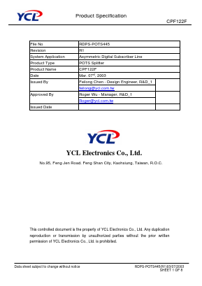 CPF122F Datasheet PDF YCL Electronics 