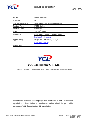 CPF105G Datasheet PDF YCL Electronics 