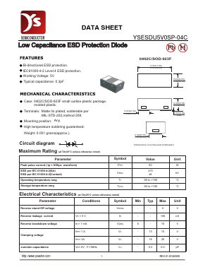 YSESDU5V0SP-04C Datasheet PDF Yea Shin Technology Co., Ltd