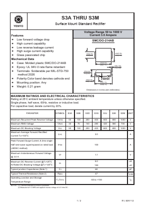 S3A Datasheet PDF YENYO TECHNOLOGY Co., Ltd