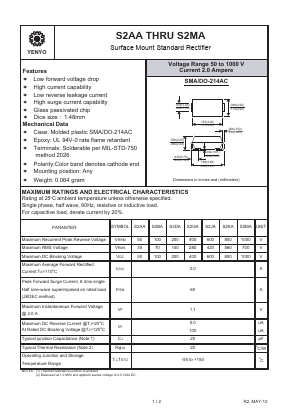 S2AA Datasheet PDF YENYO TECHNOLOGY Co., Ltd