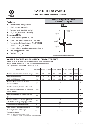 2A01G Datasheet PDF YENYO TECHNOLOGY Co., Ltd