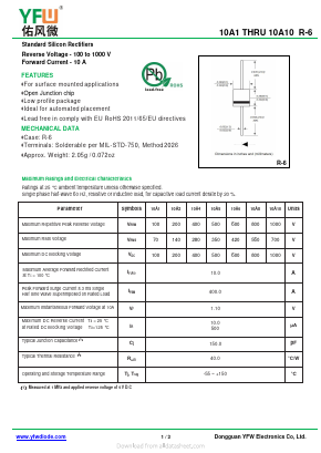 10A10 Datasheet PDF DONGGUAN YOU FENG WEI ELECTRONICS CO., LTD