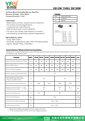 DS112W Datasheet PDF DONGGUAN YOU FENG WEI ELECTRONICS CO., LTD