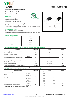 SRM40L60PT Datasheet PDF DONGGUAN YOU FENG WEI ELECTRONICS CO., LTD