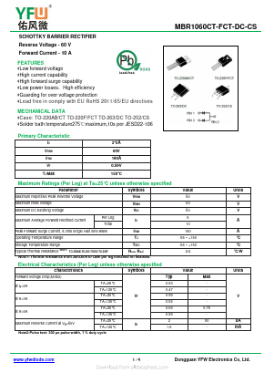 MBR1060FCT Datasheet PDF DONGGUAN YOU FENG WEI ELECTRONICS CO., LTD