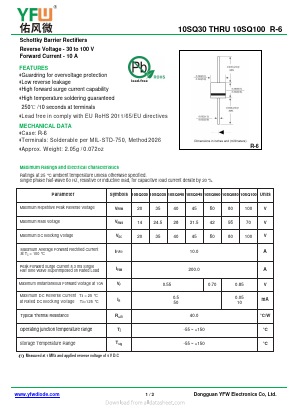10SQ060 Datasheet PDF DONGGUAN YOU FENG WEI ELECTRONICS CO., LTD