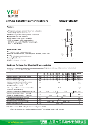 SR320-DO27 Datasheet PDF DONGGUAN YOU FENG WEI ELECTRONICS CO., LTD