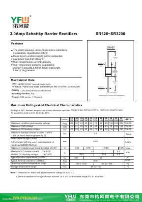 SR320-DO-27 Datasheet PDF DONGGUAN YOU FENG WEI ELECTRONICS CO., LTD