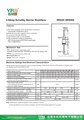 SR520-DO-27 Datasheet PDF DONGGUAN YOU FENG WEI ELECTRONICS CO., LTD