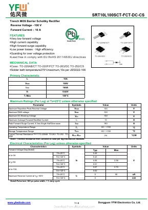 SRT10L100SCS Datasheet PDF DONGGUAN YOU FENG WEI ELECTRONICS CO., LTD