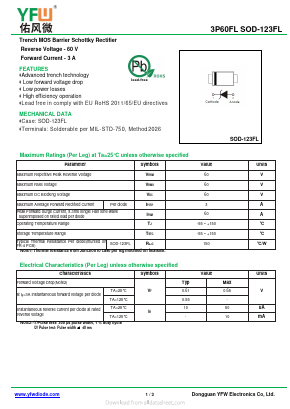 3P60FL Datasheet PDF DONGGUAN YOU FENG WEI ELECTRONICS CO., LTD