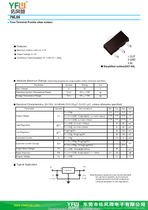 78L05-SOT89 Datasheet PDF DONGGUAN YOU FENG WEI ELECTRONICS CO., LTD