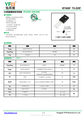 BTA06F-600 Datasheet PDF DONGGUAN YOU FENG WEI ELECTRONICS CO., LTD