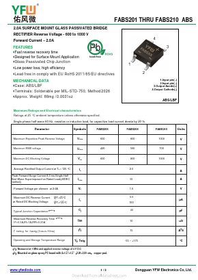 FABS206 Datasheet PDF DONGGUAN YOU FENG WEI ELECTRONICS CO., LTD