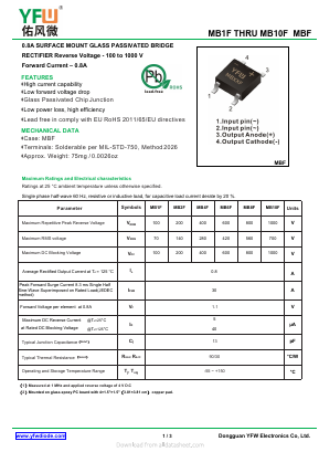 MB8F Datasheet PDF DONGGUAN YOU FENG WEI ELECTRONICS CO., LTD