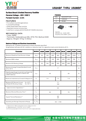 US2AF Datasheet PDF DONGGUAN YOU FENG WEI ELECTRONICS CO., LTD
