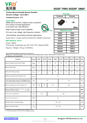 SS52F Datasheet PDF DONGGUAN YOU FENG WEI ELECTRONICS CO., LTD
