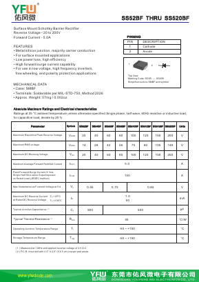 SS510BF Datasheet PDF DONGGUAN YOU FENG WEI ELECTRONICS CO., LTD
