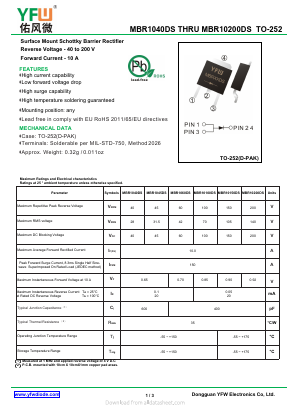 MBR1060DS Datasheet PDF DONGGUAN YOU FENG WEI ELECTRONICS CO., LTD