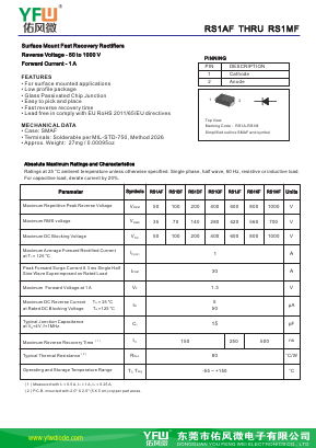 RS1AF Datasheet PDF DONGGUAN YOU FENG WEI ELECTRONICS CO., LTD