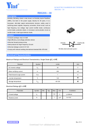 RB520S-30 Datasheet PDF Shanghai Yint Electronic Co., Ltd.