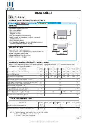 RS1A Datasheet PDF Shenzhen Yixinwei Technology Co., Ltd.